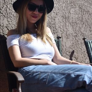 Super cute off the shoulder white top